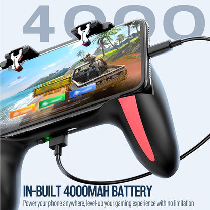 Mobile Game Controller with 4000Mah Power Bank & Cooling Fan, L1R1 Triggers Joystick for Pubg/Call of Duty/Fortnite, Gaming Grip Gamepad for 4.7-7" Android Ios Phone