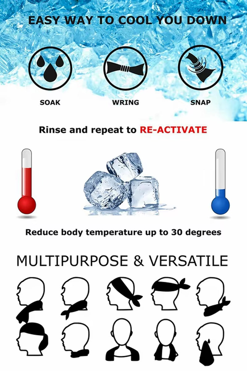 Customized Logo Print Quick Drying Ice Cold Cool Feeling Sweat Instant Microfiber Outdoor Travel Gym Sport Endure Cooling Towel