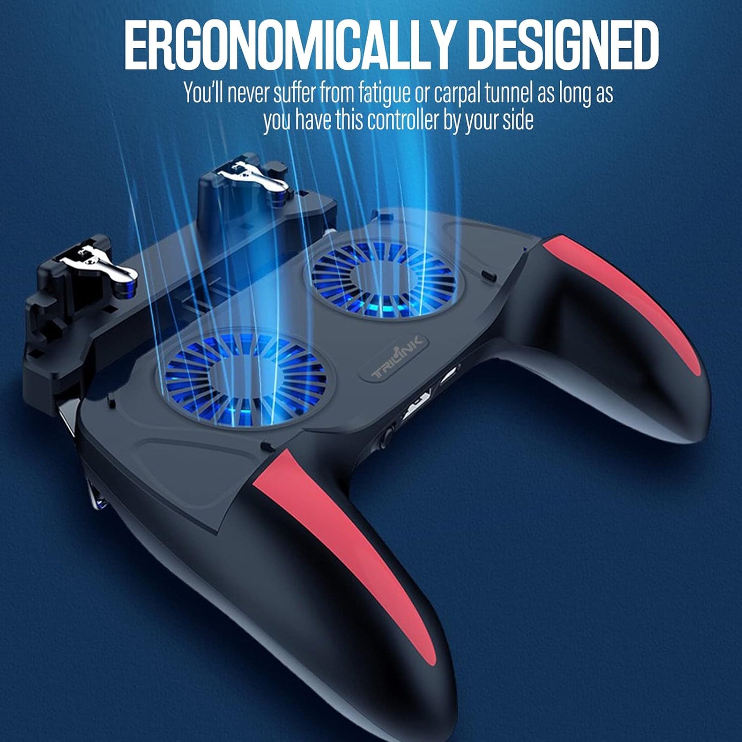 Mobile Game Controller with 4000Mah Power Bank & Cooling Fan, L1R1 Triggers Joystick for Pubg/Call of Duty/Fortnite, Gaming Grip Gamepad for 4.7-7" Android Ios Phone