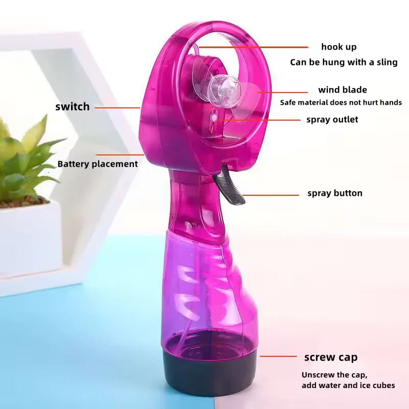 Custom Mini Portable Handheld Fan Portable Water Spray Fan Cooling Water Bottle Portable Electric Handheld Spray Misting Fan