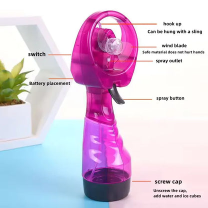 Custom Mini Portable Handheld Fan Portable Water Spray Fan Cooling Water Bottle Portable Electric Handheld Spray Misting Fan