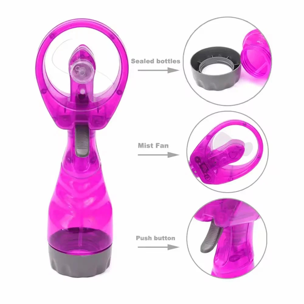 Custom Mini Portable Handheld Fan Portable Water Spray Fan Cooling Water Bottle Portable Electric Handheld Spray Misting Fan